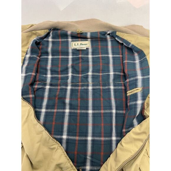 Vintage LL Bean Jacket Mens Medium Tan Bomber Plaid Vented Golf Lightweight - Picture 5 of 8